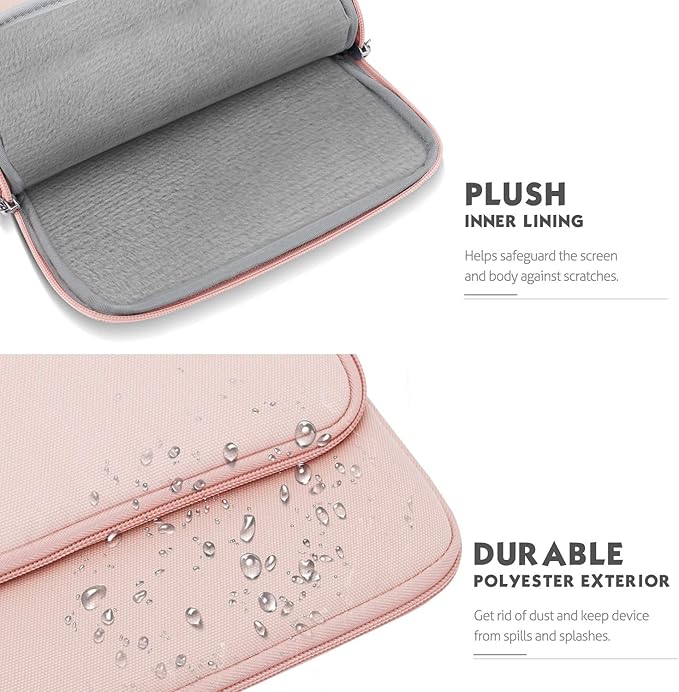MoKo 10-13 Inch Tablet Sleeve Bag Carrying Case with Pockets Fits New 13 Inch iPad Pro M5 & Air M3, Pro 12.9/11 in,iPad 10th/Air 5/4th 10.9, i-Pad 7/8/9th 10.2, Galaxy Tab S8+/S9+ 12.4, Pink