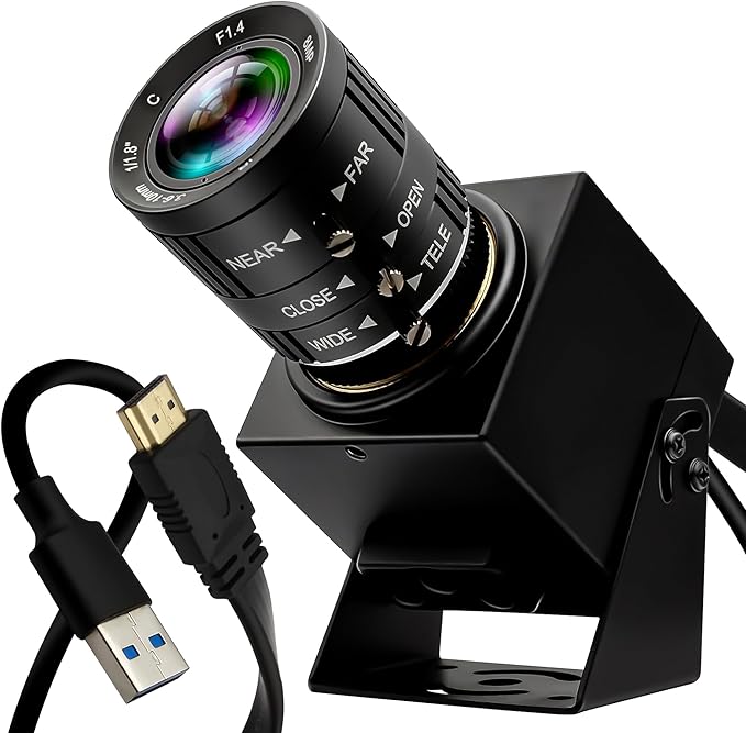 60fps HDMI USB Camera 4K High Speed USB3.0 HDMI Simultaneous Output PC Webcam 3.6-10mm 3X Manual Zoom Lens Close up Camera for Computer TV Projector Monitor Industrial Application