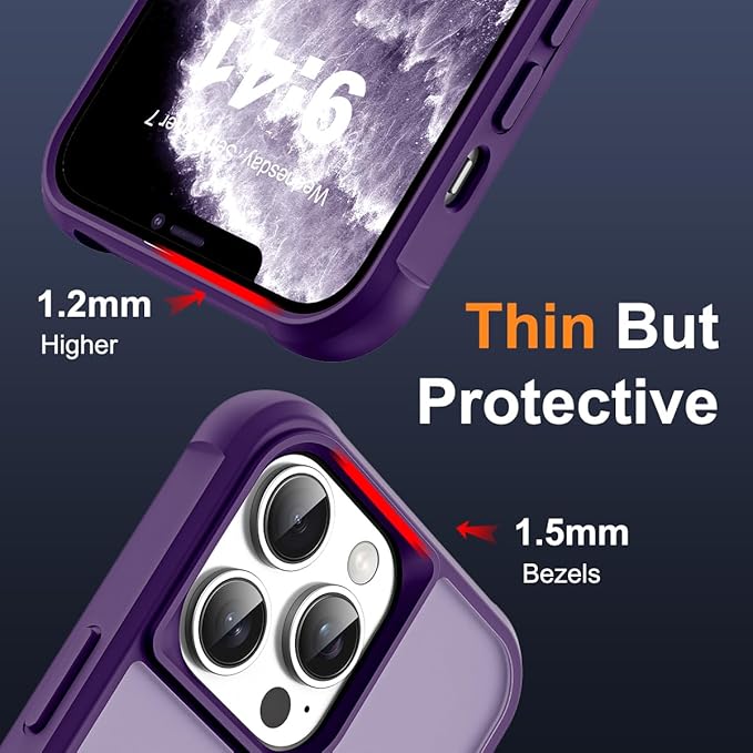 SKYLMW Compatible with iPhone 11 Pro Max Case with Invisible Magnetic O-Ring Stand Military-Grade Translucent Case for iPhone 11 ProMax 6.5" [Compatible with Mag-Safe][Great Grip Feeling], Purple