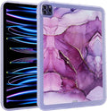 for iPad Pro 12.9 inch Tablet Case 6th/5th/4th/3rd Generation (2022/2021/2020/2018) Lightweight Glitter Bling Soft TPU Back Shockproof Cover Flexible Silicone Bumper Shell, Purple Marble