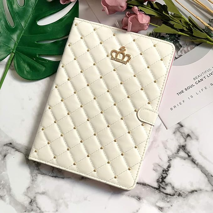 Changjia for iPad Pro 11 inch Case 2022(4th Gen)/2021(3rd Gen)/2020(2nd Gen)/2018 (1st Gen), Cute Crown Bling Diamond PU Leather Smart Auto Sleep/Wake Stand Shockproof Cover for iPad Pro 11 Inch,White