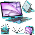 TSQQST Clear Wireless Keyboard Case for iPad Air 13 Inch (M4/M3/M2, 2026/2025/2024)/ iPad Pro 12.9" (6th/5th/4th/3rd Gen), 7-Color Backlit, Pencil Holder & Multi-Touch Trackpad, 360 Rotatable, Blue