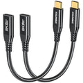 Short 40Gbps USB C Data Transfer Extension Cable [1FT, 2-Pack], 8K@60Hz Type-C Video Extension Cable for Thunderbolt 4, 240W Charging USB 4 Extension Cord for SSD/USB-C Flash Drive,MacBook,USBC Hub