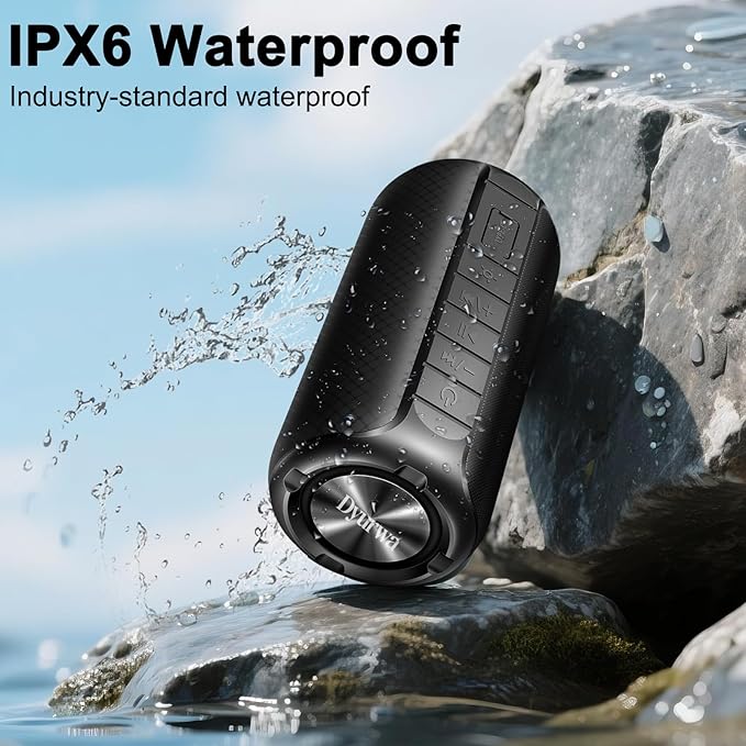 Bluetooth Speaker with 360°HD Stereo Sound, BT5.3, Built-in Mic, RGB Lights, 2025 NEW Portable Wireless Speaker IPX7 Waterproof, Dustproof, 12H Playtime for Outdoors, Home/Travel/Praty Beach Black