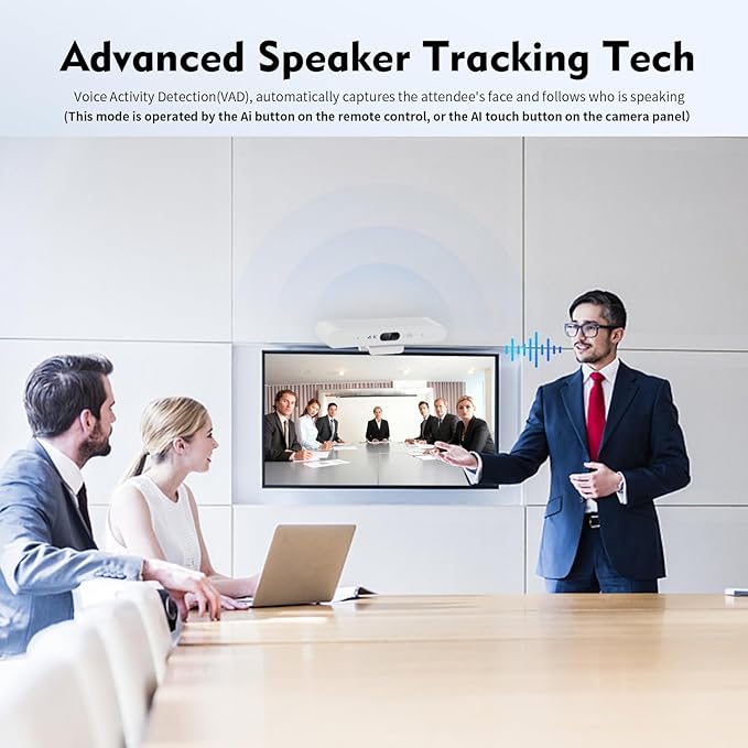 TOALLIN 3-in-1 4K Conference Webcam with Mic and Speaker, AI Auto-Framing & Speaker-Tracking, USB Video Bar, All-in-One Video Conference Camera for Online Meetings, Video Calls