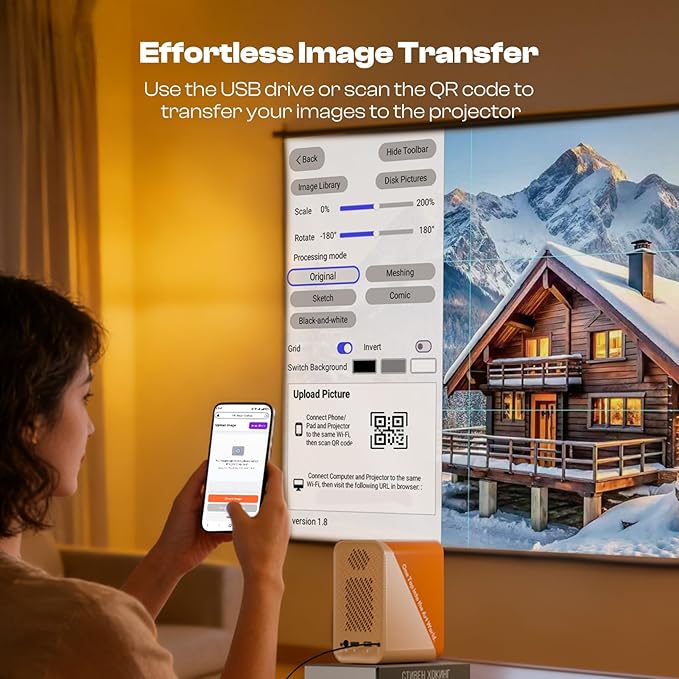 Caydo P1 Art Projector with Exclusive Drawing App for Artists, Portable Auto Focus & Keystone LED Projector for Drawing and Tracing, 4K Support, 100’’ Display, Compatible with iOS/Android, Upgraded