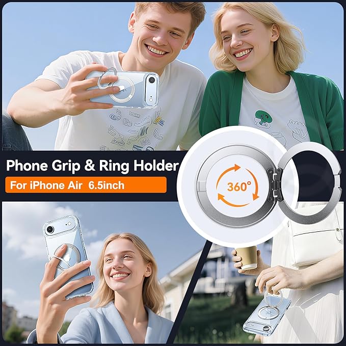 toushion 3 in 1 for iPhone Air Case Stand |Build in Kickstand,Screen Protector *1 & Camera Lens Protector*1, Not Yellowing, Fits MagSafe, Military-Grade Protection