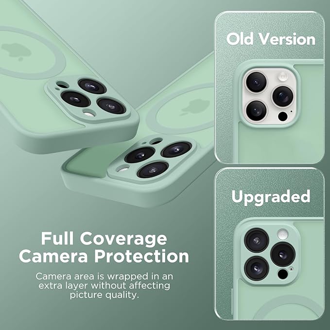 CAPRARO Magnetic for iPhone 14 Pro Case, [Compatible with MagSafe] [Full Camera Protection] Shockproof Protective Slim Translucent Matte Phone Case for iPhone 14 Pro 6.1'', Mint Green
