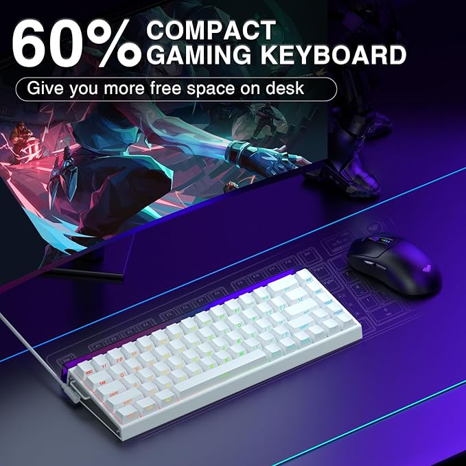 AULA Hero 68 HE 60% Gaming Keyboard Wired, Hall Effect Magnetic Switch Keyboard with Adjustable Actuation, Fast Trigger Mode, 8K Hz Polling Rate, 0.125ms Latency,Side Printed PBT Keycaps, RGB Backlit