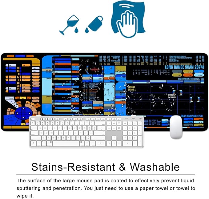 Spacecraft Dashboard Gaming Mouse Pad Large Mouse Pad Office Desk Accessories XL Desk Mat 31.5x11.8x0.12 inch Blue Large Desk Pad Keyboard Pad (Console)