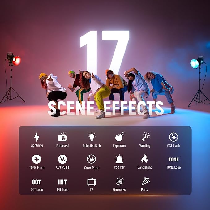 NEEWER 130W RGB LED Video Light APP/2.4G Control 17 Effects, 2500-7500K 19800lux/1m COB Continuous Lighting Output with CRI97/TLCI98 4 Dimming Curves, Bowens Mount Spotlight for Studio Shoots, FS150C