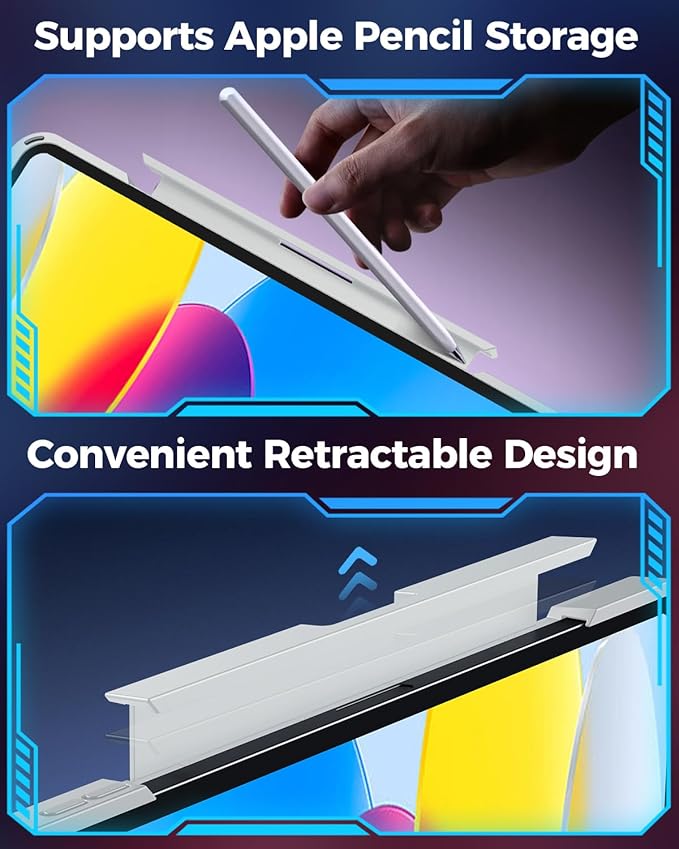 SIBEITU Keyboard Case for iPad A16 11th Gen 11" 2025 & 10th Gen 10.9" 2022, Clear Wireless Keyboard Protective Cover with Multi-Touch Trackpad, 7-Color Backlight & 3-Brightness, 360 Rotatable, White