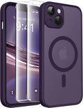 CAPRARO Magnetic for iPhone 14 Case, [Compatible with MagSafe] [Full Camera Protection] Shockproof Protective Slim Translucent Matte Phone Case for iPhone 14 6.1'', Deep Purple