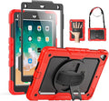 SEYMAC Case for iPad 6th/5th Generation 9.7 Inch, Full-Body Shockproof Heavy Duty Protective Case with Screen Protector, Rotating Stand/Hand/Shoulder Strap for iPad Air 2/ Pro 9.7, Red