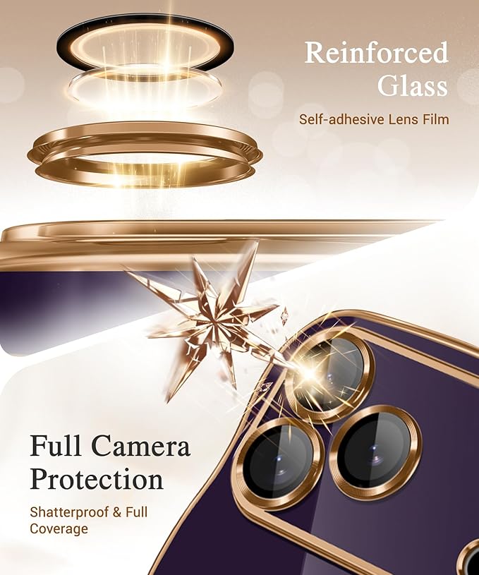 GVIEWIN for iPhone 17 Pro Max Case Compatible with MagSafe, Upgraded [Full Camera Protection][Cute Wave Frame][Military Grade Protection] Electroplated Hard Phone Cover for Women Girl, Purple