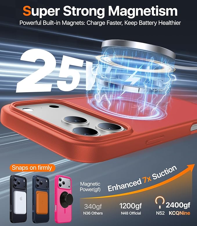 Magnetic for iPhone 17 Pro Case,[Anti-Slip][Compatible with MagSafe][Military Grade Drop Protection] Shockproof Protective Translucent Matte Phone Case for iPhone 17 Pro Case,Red