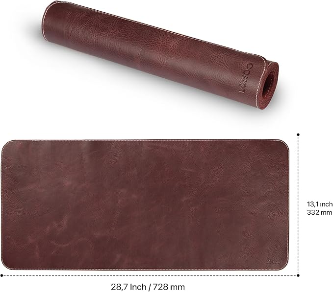 Londo Top Grain Leather Extended Mouse Pad – Large Desk Mat for Office & Gaming, Smooth Writing Surface, Non-Slip Base, Durable & Stylish Workspace Accessory