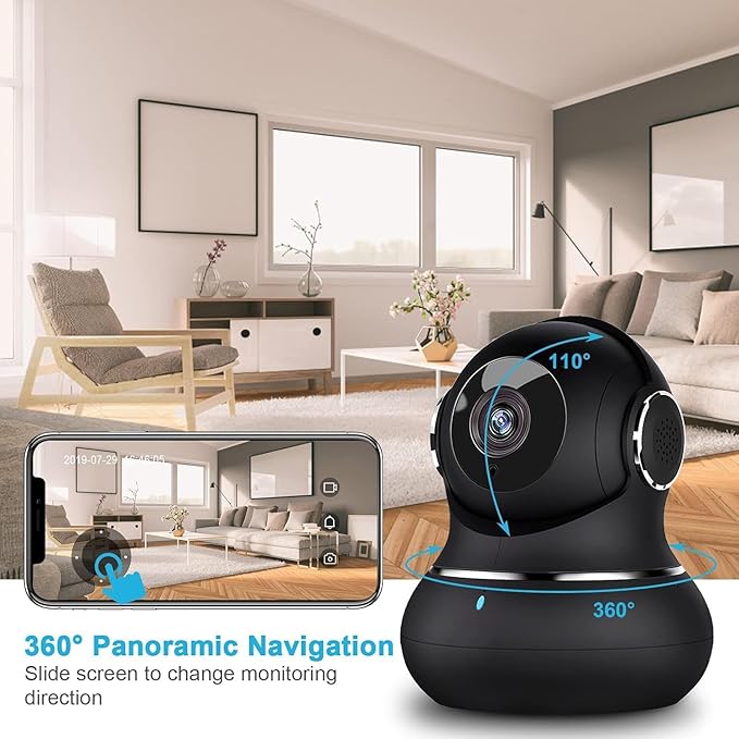 litokam 2K Indoor Security Camera, Cameras for Home Security with 360°Motion Detection, WiFi Baby Monitor for Baby/Elder/Dog, Pan/Tilt Pet Cam with Phone APP, IR Night Vision, 2-Way Audio, 4 Pack