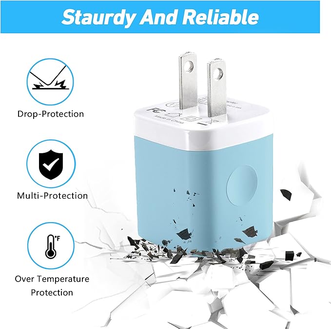X-EDITION USB Wall Charger, 4-Pack 2.1A Dual Port USB Cube Power Adapter Charger Plug Charging Block Box Brick Cube Compatible with Phone 13 12 11 XS XR X 8 7 6 Plus 5S SE, Pad, Samsung, LG, Android