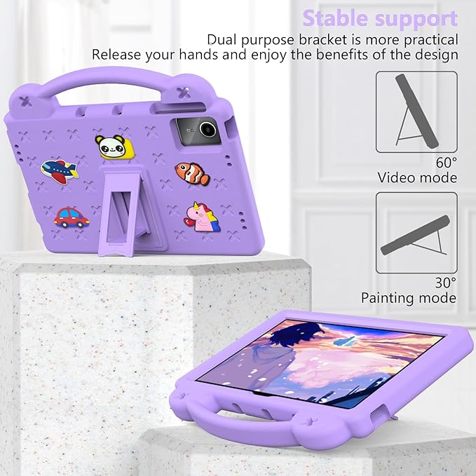 AKABEILA Compatible with Lenovo Tab M11/Tab P11 Plus/Tab P11/Xiaomi Redmi Pad SE(2023) 11 inch Tablet Case, Kids Shockproof Protective Case with Stand Handle for Girl Kid Gift- Light Purple