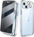 Diaclara Designed for iPhone 15 Case, Full Body Rugged Case with Privacy Built-in Touch Sensitive Anti-Scratch Screen Protector, with Camera Lens Protector for iPhone 15 6.1", Clear