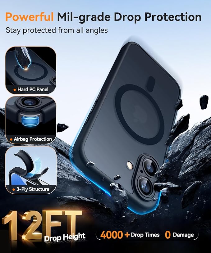 CANSHN Magnetic for iPhone 17 Case, Upgraded [Full Camera Protection] [Compatible with Magsafe] [Translucent Matte] Shockproof Protective Phone Case for iPhone 17 - Black