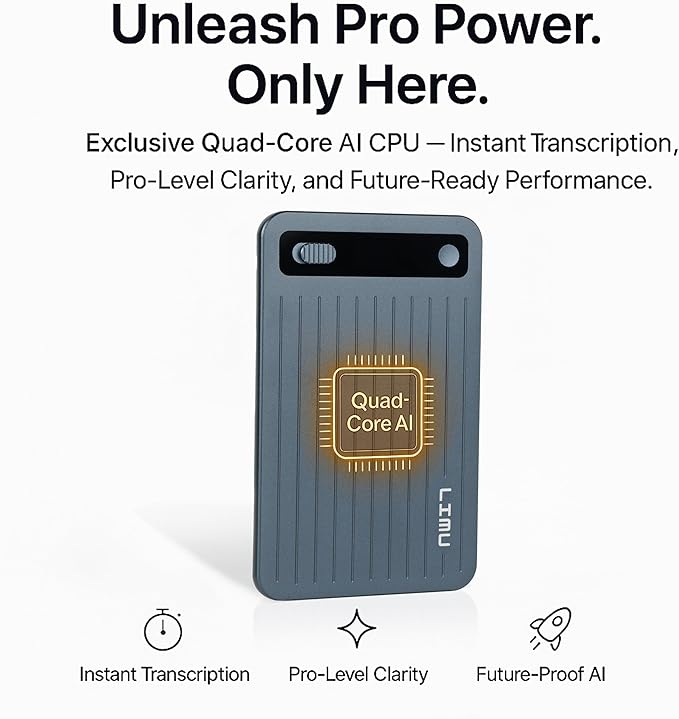 LIMU AI Voice Recorder, German Design AI Note Taking Device with GPT-5, Slim 64GB, 400 Min/Month Audio Recorder, Transcribe, Summarize, MindMap, 125 Language, AI Assist for Meetings, Calls, Lectures