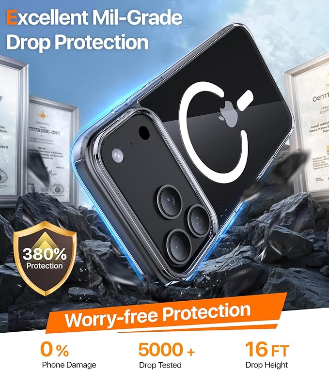 Magnetic for iPhone 17 Pro Max Case,[Anti-Slip][Compatible with MagSafe][Military Grade Drop Protection] Shockproof Protective Translucent Matte Phone Case for iPhone 17 Pro Max Case,Clear