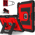 Kids Friendly Case for iPad Air 11 Inch M4 M3 M2 2026/2025/2024 Case with Pencil Holder & Shoulder Strap, Military Grade Shockproof Kickstand Hard Shell Protective Cover,Black+Red