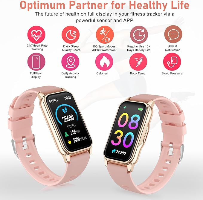 Fitness Tracker with Step Counter/Calories/Stopwatch, Activity Tracker, Health Tracker with Heart Rate Monitor, Sleep Tracker,1.47'' Touch Color Screen, Pedometer Watch for Women Men