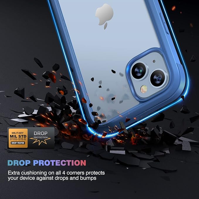 Diaclara Designed for iPhone 14 Case, Full Body Rugged Case with Built-in Touch Sensitive Anti-Scratch Screen Protector, with Camera Lens Protector for iPhone 14 6.1" (Elegant Blue)