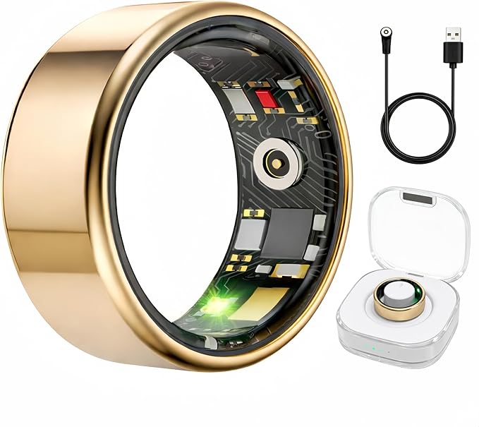 Smart Ring Health & Fitness Tracker for Men & Women, Heart Rate, SPO₂, Sleep & Activity Monitoring, IP68 Waterproof, Long Battery Life, Family Care Mode, No Subscription Fee (Rose Gold, 12)