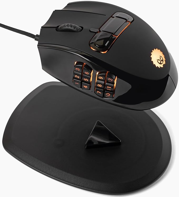 Hedgehog MMO Gaming Mouse - 16 000 DPI - 23 Programmable Buttons - Switch to Joystick Mode with Spring-Loaded Base - PC, Mac, Ubuntu Linux