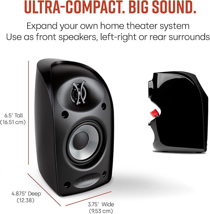 Polk Audio Blackstone TL1 Satellite Speaker (Single, Black) | PowerPort Technology, Hi-Gloss Finish | Compact Sound | Pair with TL Series for Complete Home Entertainment | Surround Sound Speaker