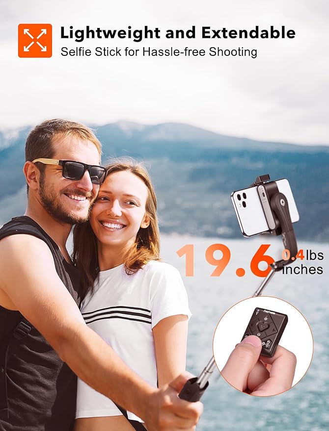 hohem iSteady Q Gimbal Stabilizer for Smartphone, 1 Axis Selfie Stick Tripod with Face Tracking, 360° Rotation, 4 in 1 Portable Phone Tripod w/Extendable Stick for iPhone 14/Android Video Recording