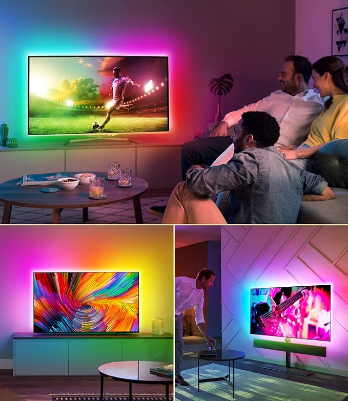 Daymeet TV Led Backlight,13.1ft LED Lights for TV, Led TV Lights for 40-65 inch TV/Monitor, ICRGB USB Led Strip Lights for TV, LED Strip Lights Sync with Music, Bluetooth APP Control with Remote