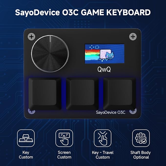 O3C Rapid Trigger Hall Effect Keyboard Suitable for OSU and Geometry Dash Rhythm Game Macro Keypad with Magnetic Linear Switches (Black, Outemu Pink Switch)