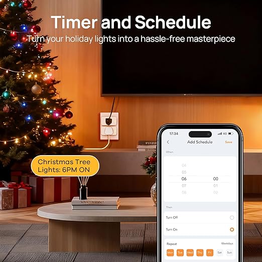 Linkind Matter Smart Plug, Work with Apple Home, Siri, Alexa, Google Home, SmartThings, Smart Outlet 15A/1800W Max, Smart Home Automation, APP Remote Control,Timer&Schedule, 2.4G Wi-Fi Only, 1 Pack