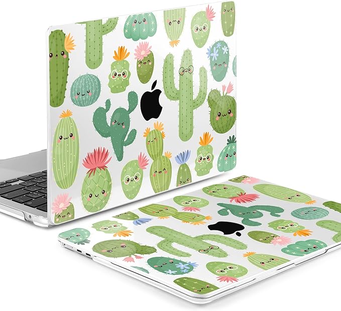 MEEgoodo Case for M5/M4/M3/M2 MacBook Air 15 inch Case 2026 2025 2024 2023, Laptop Shell Fit Model (A3448/A3241/A3114/A2941) for MacBook Air 15.3-inch, Smiley Cactus