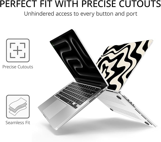 Anban Compatible with MacBook Pro 14 inch Case 2026-2021 M5 M4 M3 M2 M1 A3426 A3427 A3434 A3112 A3185 A3401 A2918 A2992 A2779 A2442, Plastic Hard Shell+Keyboard Cover+Screen Protector, Black Wave