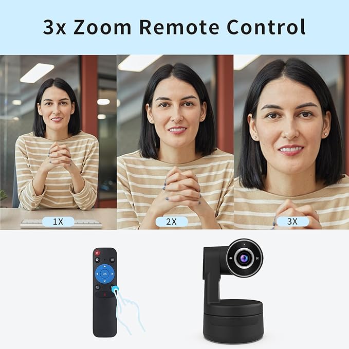 Tiny 4K PTZ Webcam HDR ½.8" Sensor Auto-Frame Gesture Control Built-in Pickup Support USB Audio and Video Output for Online Meetings, Online Chats, Online Classes, Live Streaming, etc.