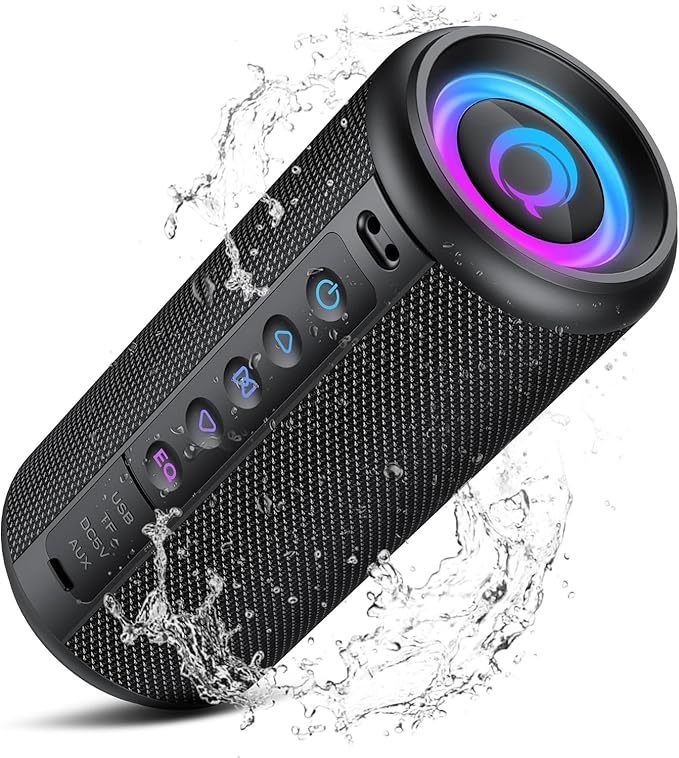 Portable Bluetooth Speaker, 2026 Bluetooth 5.4 Wireless Speaker with 20W HD Loud Stereo Sound, TWS Pairing, 20H playtime, RGB Lights, IP7, Built-in Mic, for Outdoor, Home, Beach, Party, Gift, Black
