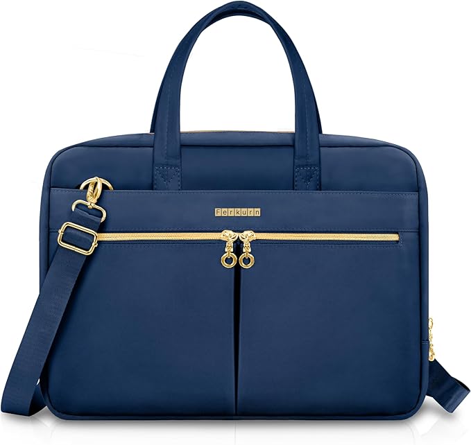 Ferkurn Laptop Bag Case Women Men Computer Bag Compatible with MacBook/HP/LG/Dell, Shoulder Strap Slim Carrying Messenger Briefcase, Blue, 14 Inch