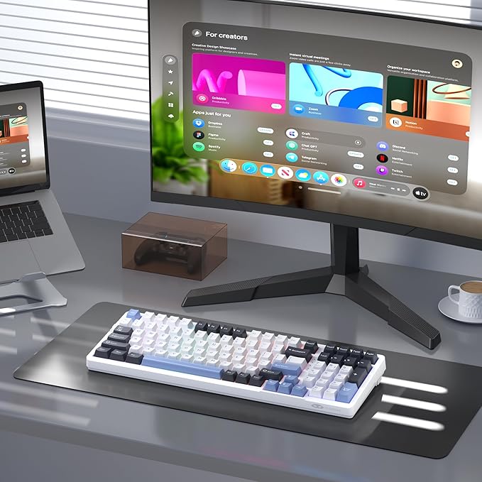 MageGee LIGHT100 Wireless Creamy Keyboard, Gasket Structure Hot Swappable, Tri-Mode 2.4G/USB-C/BT5.0 RGB Backlit Mechanical Gaming Keyboard for Win/Mac/PC, PBT Keycap, 4000mAh Battery, Blue