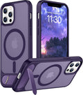 Magnetic Compatible with iPhone 12 Case & iPhone 12 Pro Case, [Built-in Invisible Kickstand][Compatible with MagSafe][Military Grade Shockproof] Slim Translucent Matte Phone Case 6.1"