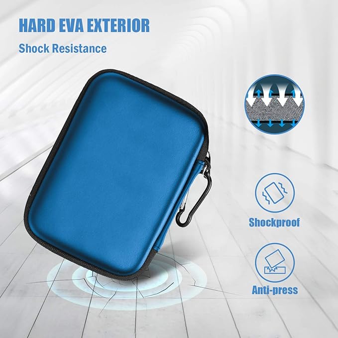 ProCase Hard Drive Case for Canvio Basics Western Digital WD Elements My Passport Seagate Portable Backup Plus Slim 1TB 2TB 3TB 4TB USB 3.0, 2.5”, Samsung T9 Portable External Hard Drive Case -Navy