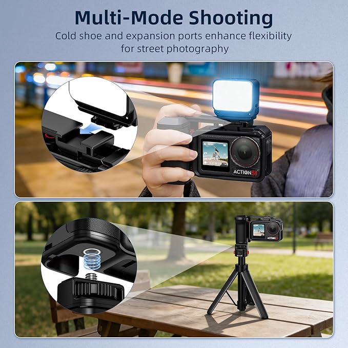 Grip Kit for DJI OSMO Action 5 Pro (for Original Cage), Handle Holder Expansion Mount DSLR Style with Shutter Button for DJI Osmo Action 5 Pro 4 3 Camera Accessories