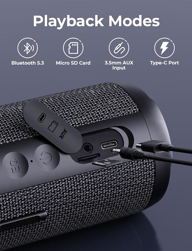 RIENOK Portable Bluetooth Speaker 30W Dual Pairing True Wireless Stereo HD Sound IPX7 Waterproof Outdoor Sport Shower Wireless Speaker Bluetooth 5.3 for Home Party