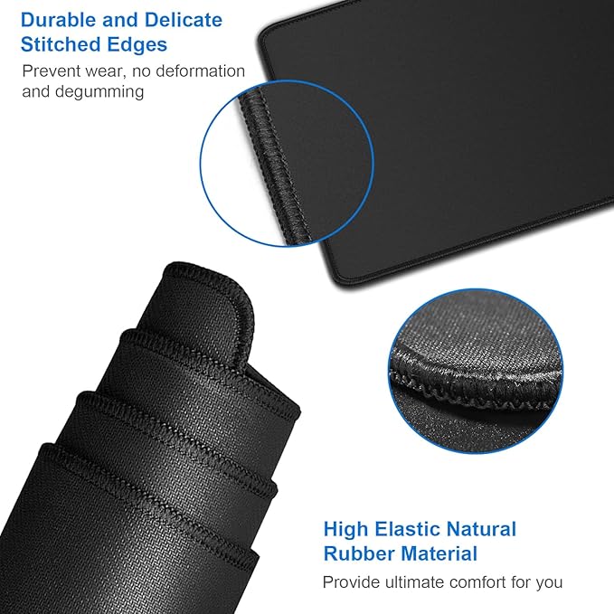 Large Extended Long Mousepad, 47.2x23.6 inch Large Gaming Non-Slip Mouse pad, Water Resist Computer Keyboard Mat Rubber Base Long Desk Pad for Work & Gaming, Office & Home, Black
