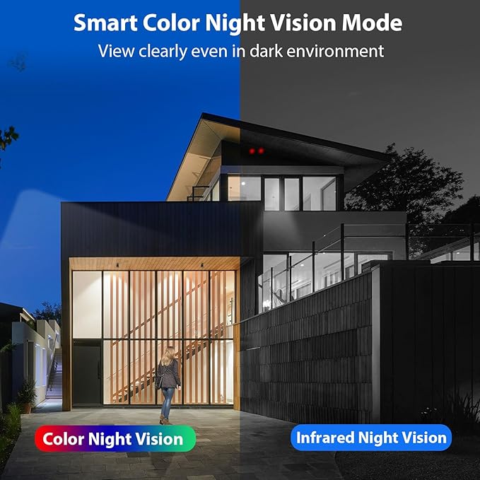 Hiseeu 4MP Solar Battery Powered Security Camera Wireless 2.5K, 2-Way Audio Rechargeable Outdoor WiFi Camea,Color Night Vision, Spotlight/Siren Alarm, Motion Detect, SD/Cloud Storage, Work with Alexa